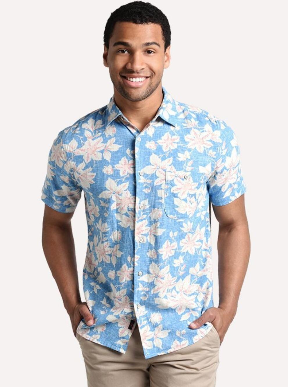 Faherty Short Sleeve Reverse Print Coast Shirt Multi Size Large